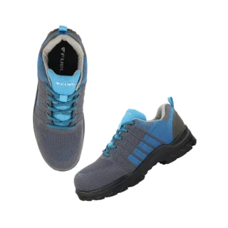 FUEL Aqua Composite Toe Safety Shoes for Men – 200J Rated, Knitted Upper, PU Sole, Lightweight Industrial Work Shoes (Blue)