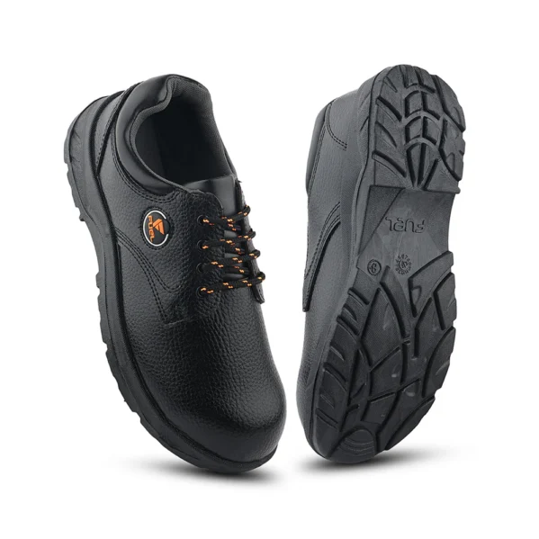 Fuel Arsenal LC Genuine Leather Safety Shoes for Men's Steel Toe Cap With Single Density PVC Sole (Black) - Image 2