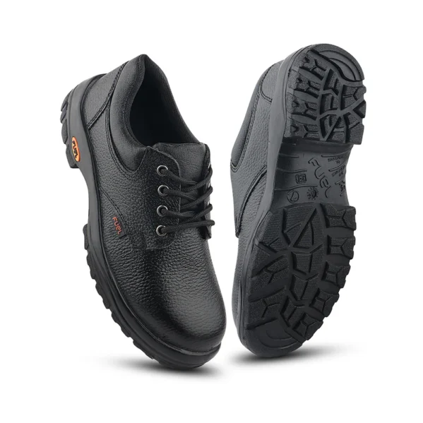 Fuel Falcon-01 Genuine Leather Safety Shoes for Men's Steel Toe Cap With Single Density PU Sole (Black) - Image 3