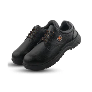 Fuel Arsenal LC Genuine Leather Safety Shoes for Men's Steel Toe Cap With Single Density PVC Sole (Black)